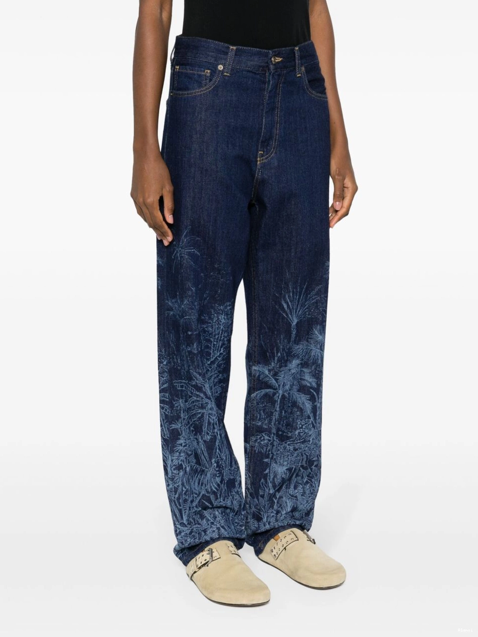 Cheap Toile straight-leg Jungle Women Alanui jeans Jouy de 0726